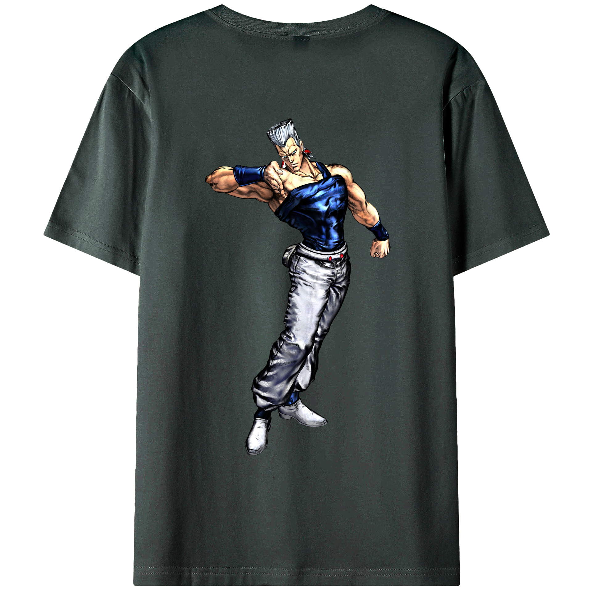 （画像用） ジョジョの奇妙な冒険 ジャン＝ピエール?ポルナレフ JoJo's Bizarre Adventure Jan Pierre Polnareff 綿100％ メンズ半袖Tシャツ（バックプリント） 通気性
